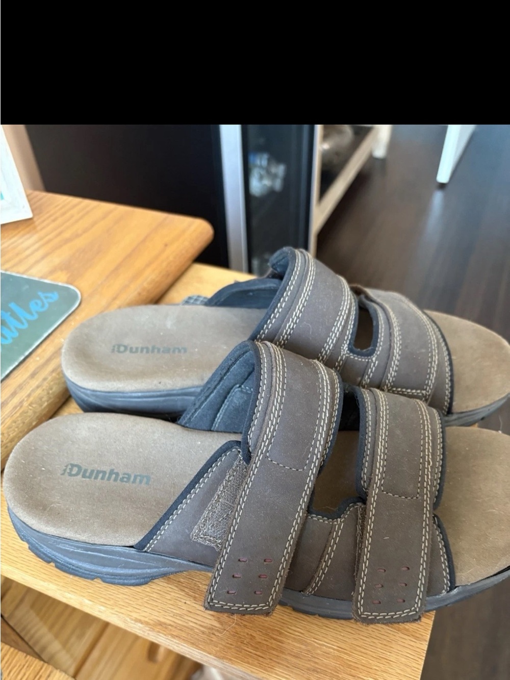 Dunham Men's Newport Slide WF Sandal size US 11 great shape dark brown slip resi
